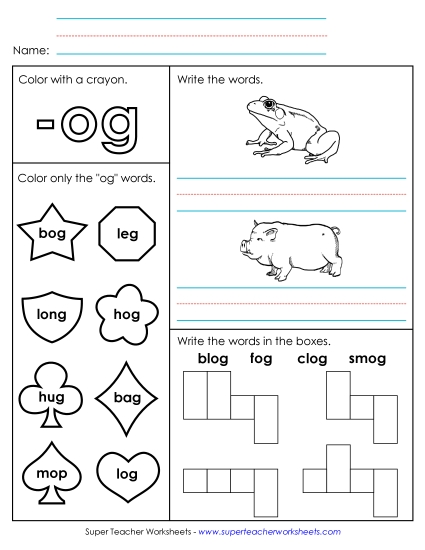 Worksheets - Worksheet 1 (-og Words)
