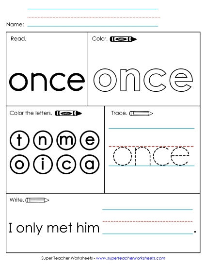 Worksheet 1: Once Worksheet 1: Once