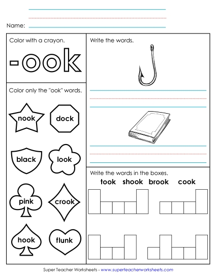 Worksheets - Worksheet 1 (-ook Words)