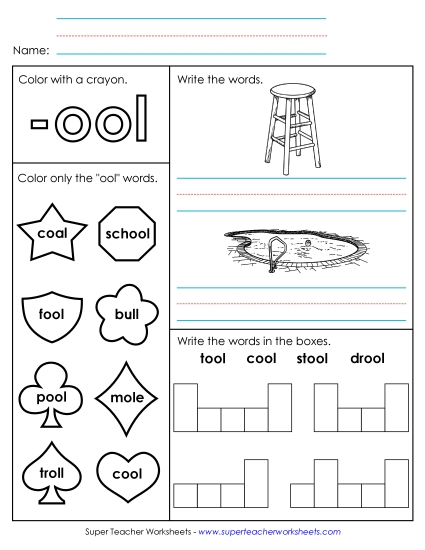 Worksheets - Worksheet 1 (-ool Words)