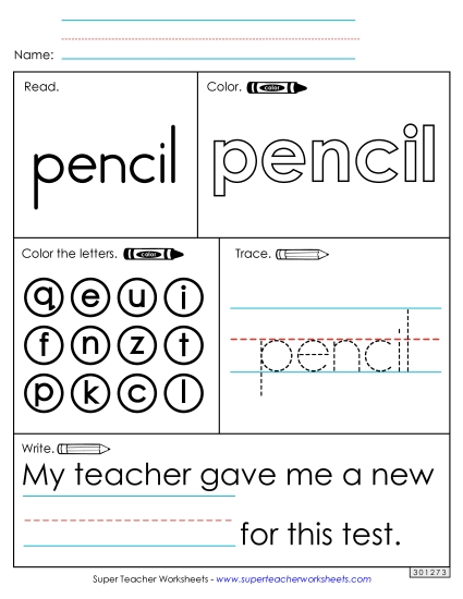 Worksheet 1: Pencil Worksheet 1: Pencil