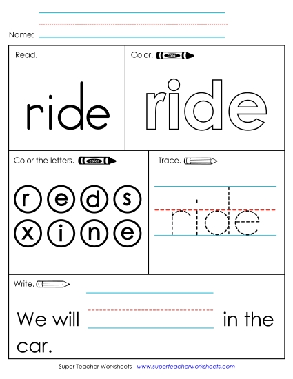 Worksheet 1: Ride Worksheet 1: Ride