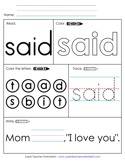 Worksheet 1: Said Worksheet 1: Said