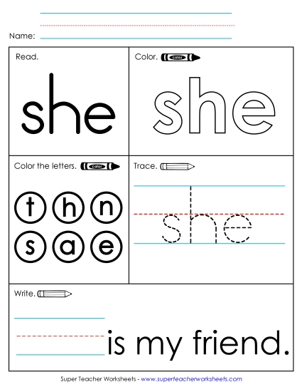 Worksheet 1: She Worksheet 1: She