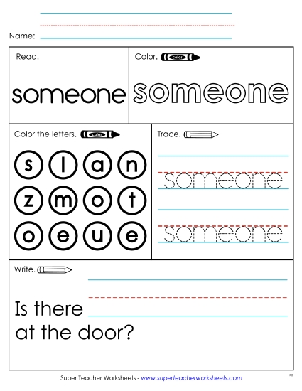 Worksheet 1: Someone Worksheet 1: Someone