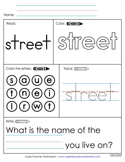 Worksheet 1: Street Worksheet 1: Street