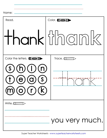 Worksheet 1: Thank Worksheet 1: Thank