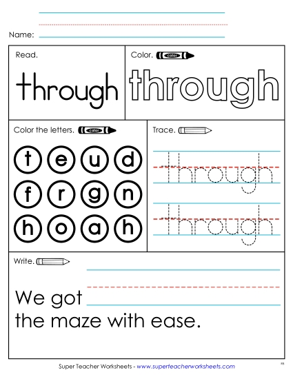 Worksheet 1: Through Worksheet 1: Through