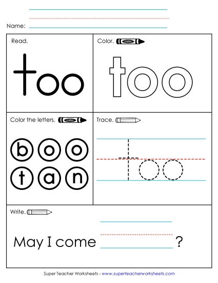 Worksheet 1: Too Worksheet 1: Too