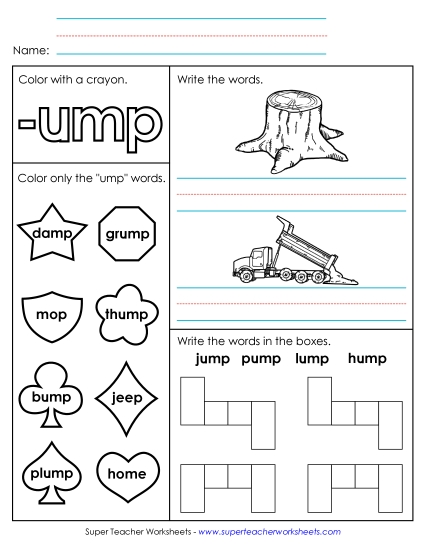 Worksheets - Worksheet 1 (-ump Words)