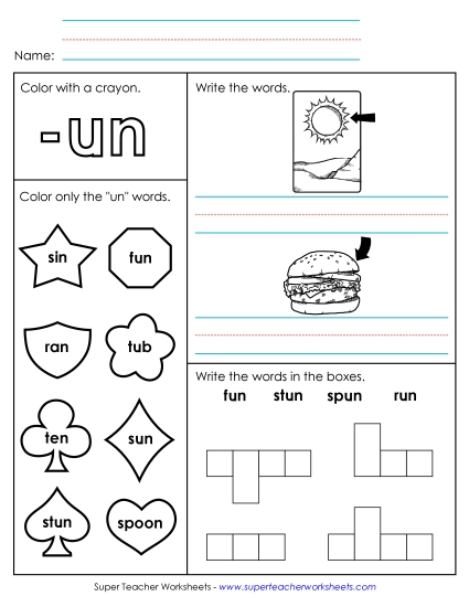 Worksheets - Worksheet 1 (-un Words)