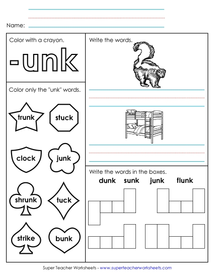Worksheets - Worksheet 1 (-unk Words)