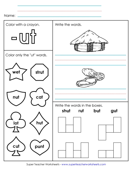 Worksheets - Worksheet 1 (-ut Words)