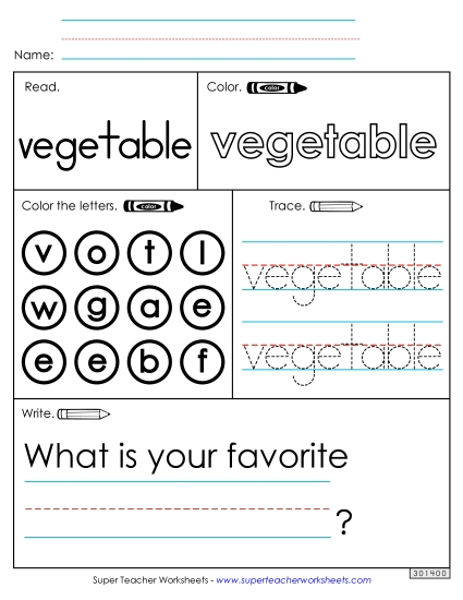 Worksheet 1: Vegetable Worksheet 1: Vegetable