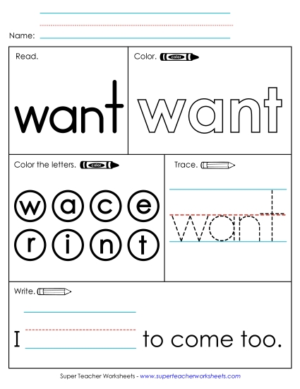 Worksheet 1: Want Worksheet 1: Want
