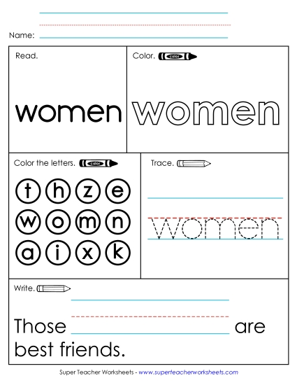 Worksheet 1: Women Worksheet 1: Women