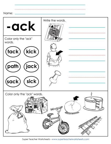 Worksheets - Worksheet 2 (-ack Words) Worksheets - Worksheet 2 (-ack Words)