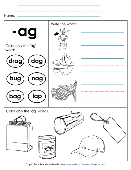 Worksheets - Worksheet 2 (-ag Words) Worksheets - Worksheet 2 (-ag Words)