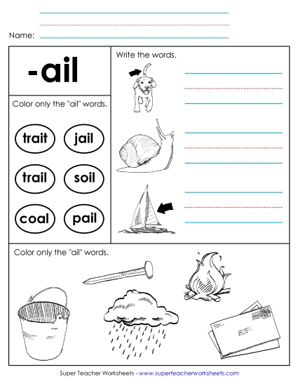 Worksheets - Worksheet 2 (-ail Words) Worksheets - Worksheet 2 (-ail Words)