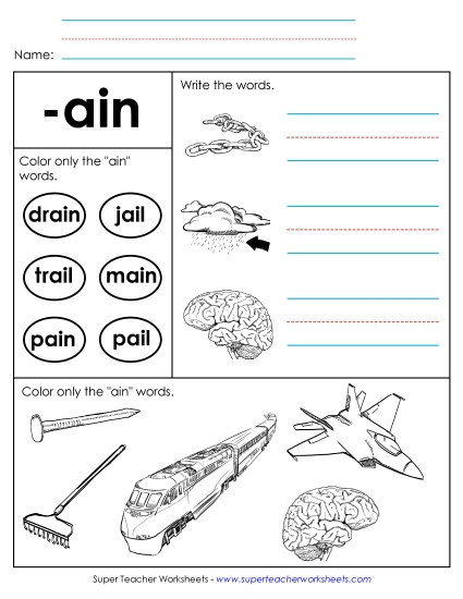 Worksheets - Worksheet 2 (-ain Words) Worksheets - Worksheet 2 (-ain Words)