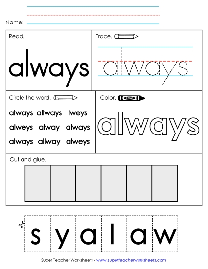 Worksheet 2: Always Worksheet 2: Always
