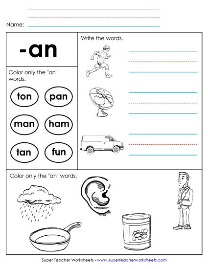 Worksheets - Worksheet 2 (-an Words)