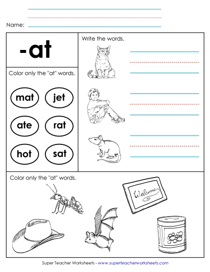 Worksheets - Worksheet 2 (-at Words) Worksheets - Worksheet 2 (-at Words)