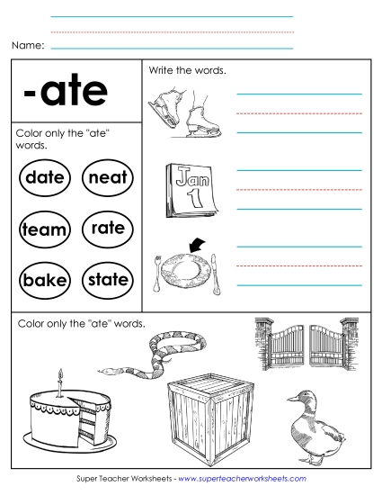 Worksheets - Worksheet 2 (-ate Words)