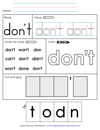 Worksheet 2: Don't Worksheet 2: Don't