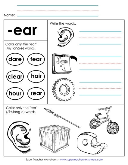 Worksheets - Worksheet 2 (-ear Words)