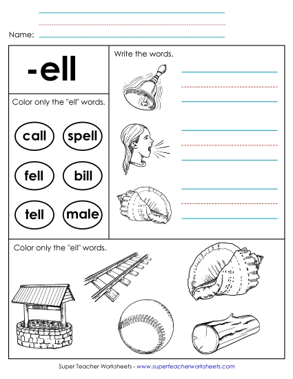 Worksheets - Worksheet 2 (-ell Words)