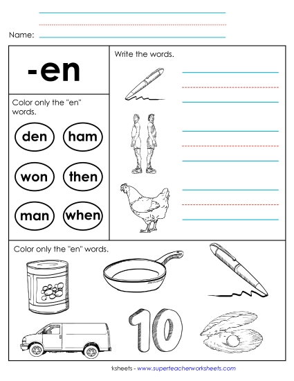 Worksheets - Worksheet 2 (-en Words) Worksheets - Worksheet 2 (-en Words)