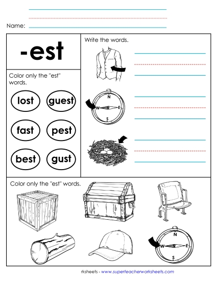 Worksheets - Worksheet 2 (-est Words)