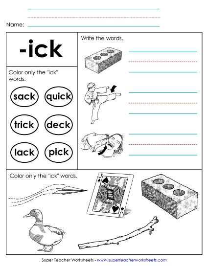 Worksheets - Worksheet 2 (-ick Words)