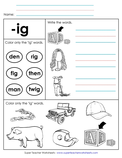 Worksheets - Worksheet 2 (-ig Words) Worksheets - Worksheet 2 (-ig Words)