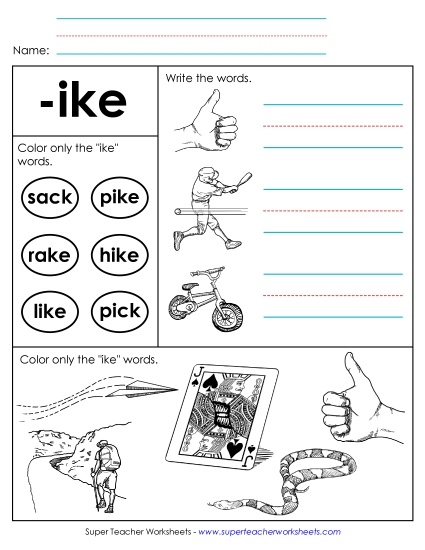Worksheets - Worksheet 2 (-ike Words) Worksheets - Worksheet 2 (-ike Words)