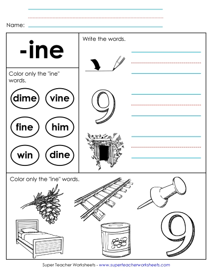 Worksheets - Worksheet 2 (-ine Words)