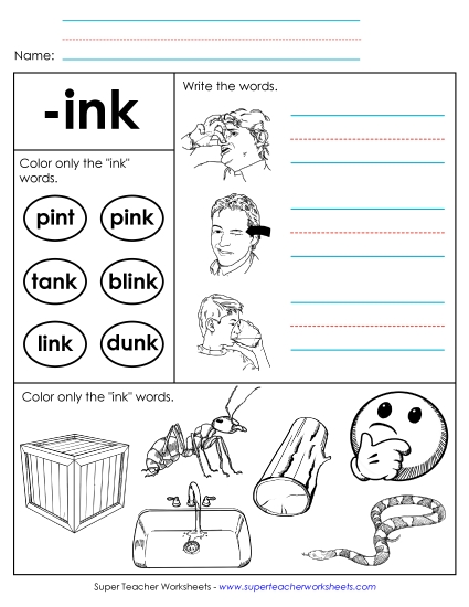 Worksheets - Worksheet 2 (-ink Words)
