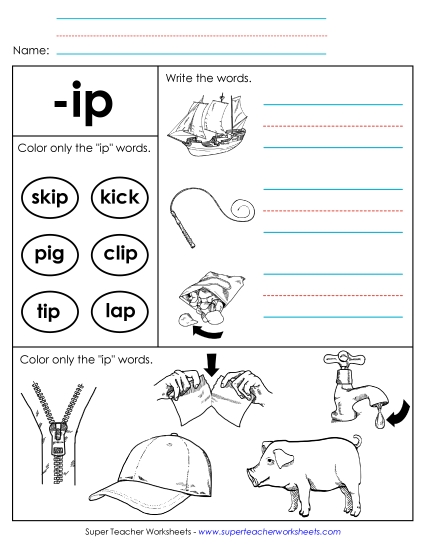 Worksheets - Worksheet 2 (-ip Words)