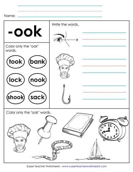 Worksheets - Worksheet 2 (-ook Words)