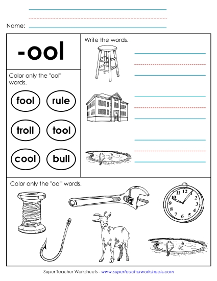 Worksheets - Worksheet 2 (-ool Words)