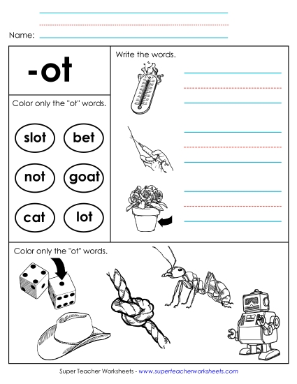 Worksheets - Worksheet 2 (-ot Words)