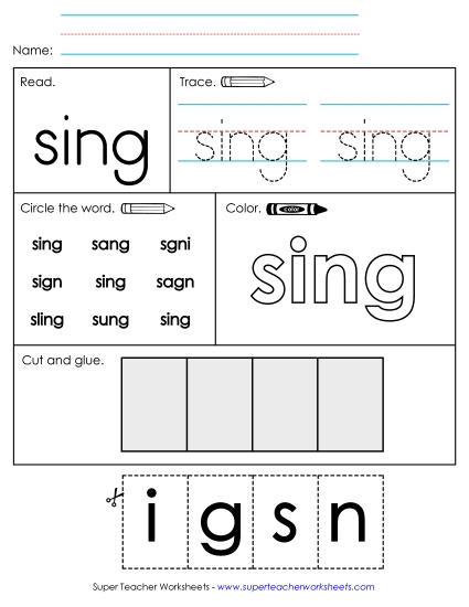Worksheet 2: Sing Worksheet 2: Sing
