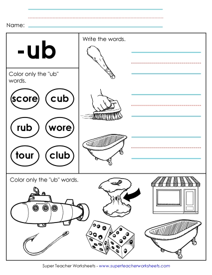 Worksheets - Worksheet 2 (-ub Words) Worksheets - Worksheet 2 (-ub Words)