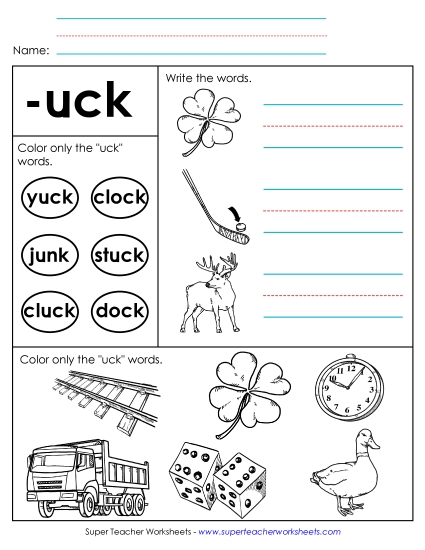 Worksheets - Worksheet 2 (-uck Words)
