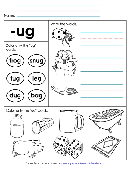 Worksheets - Worksheet 2 (-ug Words) Worksheets - Worksheet 2 (-ug Words)