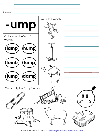 Worksheets - Worksheet 2 (-ump Words)