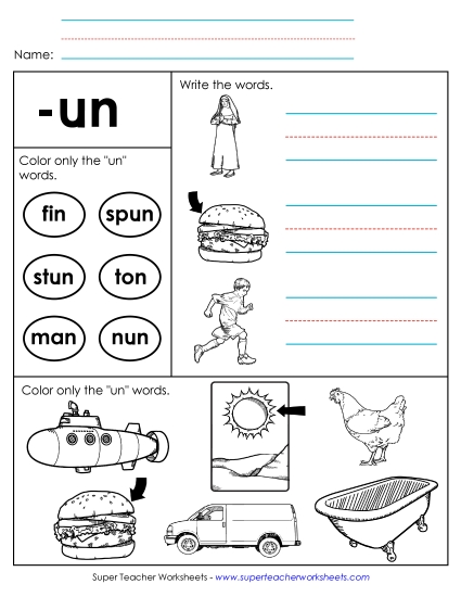 Worksheets - Worksheet 2 (-un Words)