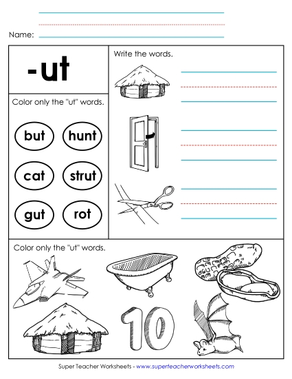 Worksheets - Worksheet 2 (-ut Words) Worksheets - Worksheet 2 (-ut Words)