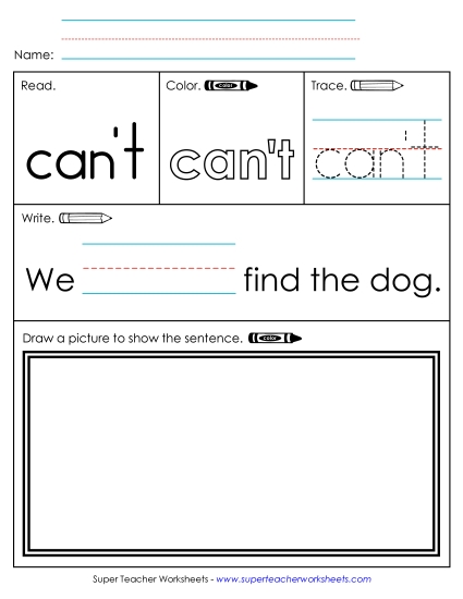 Worksheet 3: Can't Worksheet 3: Can't